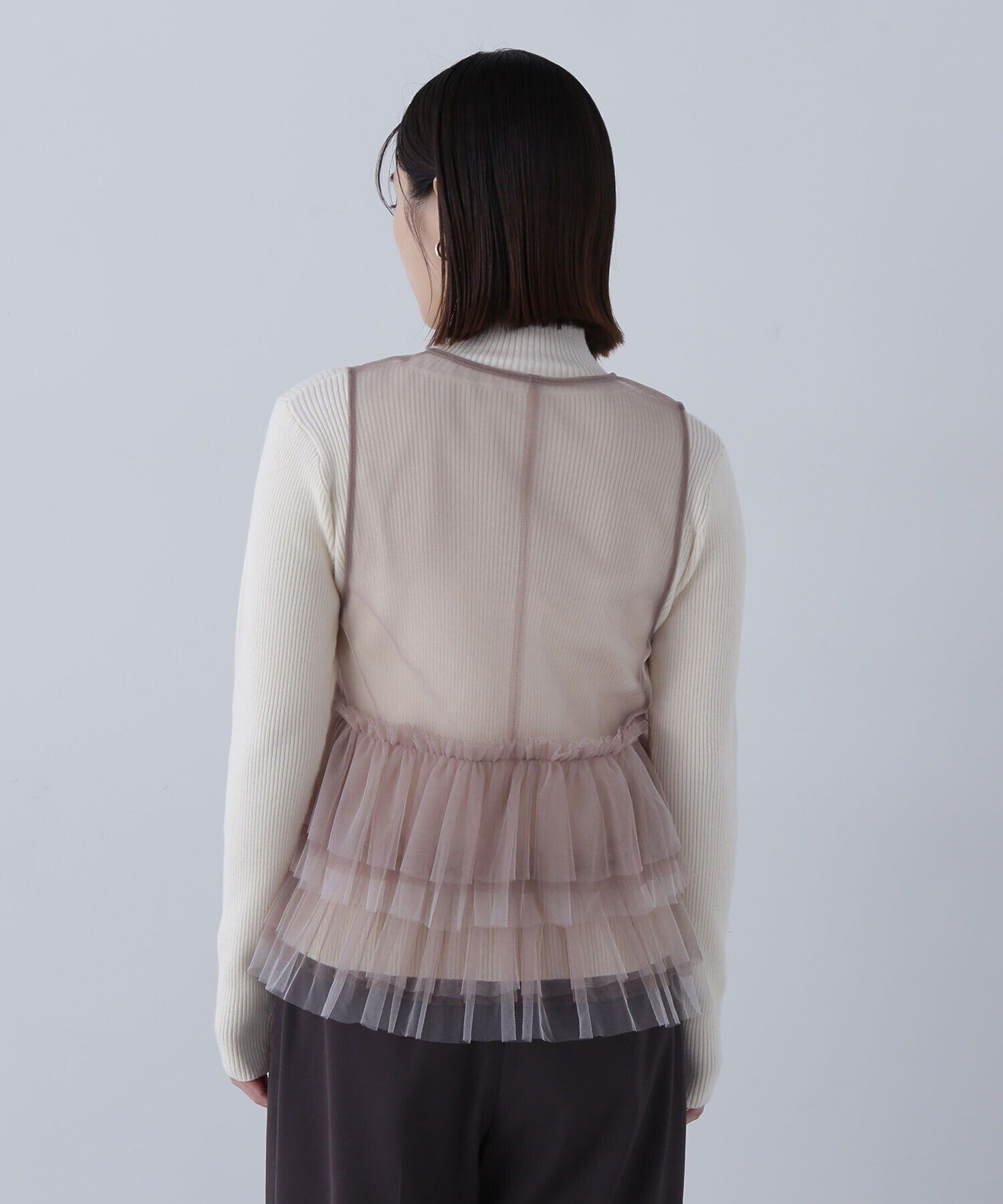 「チュールフリルトップス＆リブニット」|ニット・セーター|