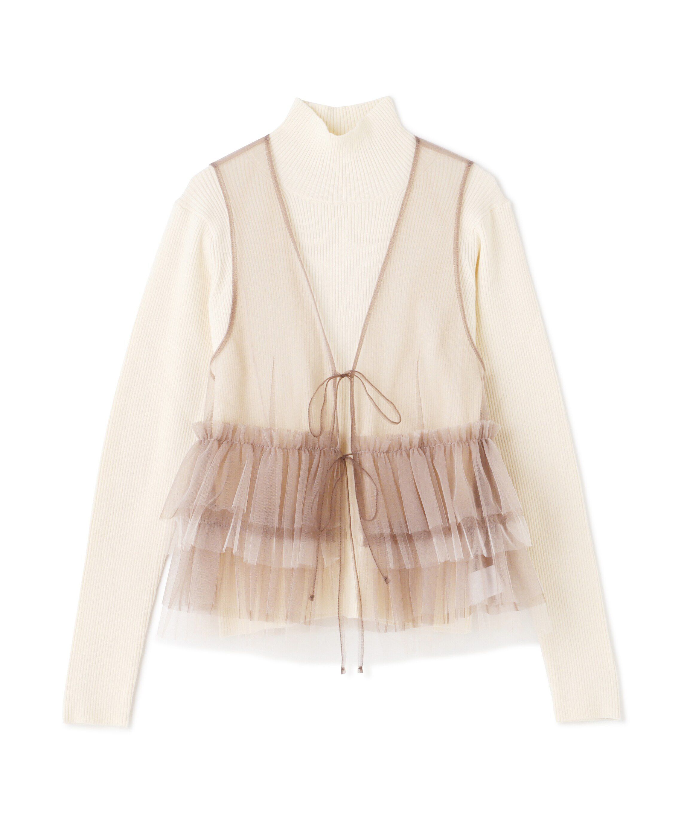  「チュールフリルトップス＆リブニット」|ニット・セーター|