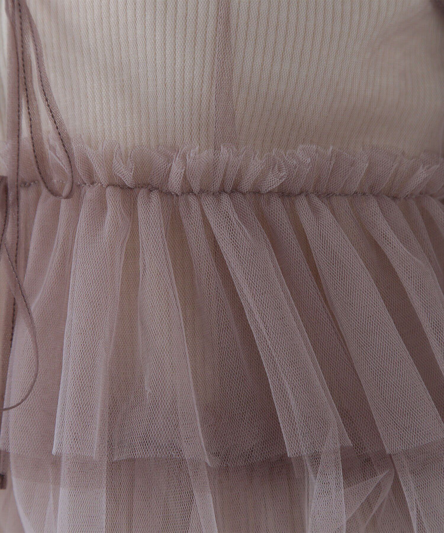  「チュールフリルトップス＆リブニット」|ニット・セーター|