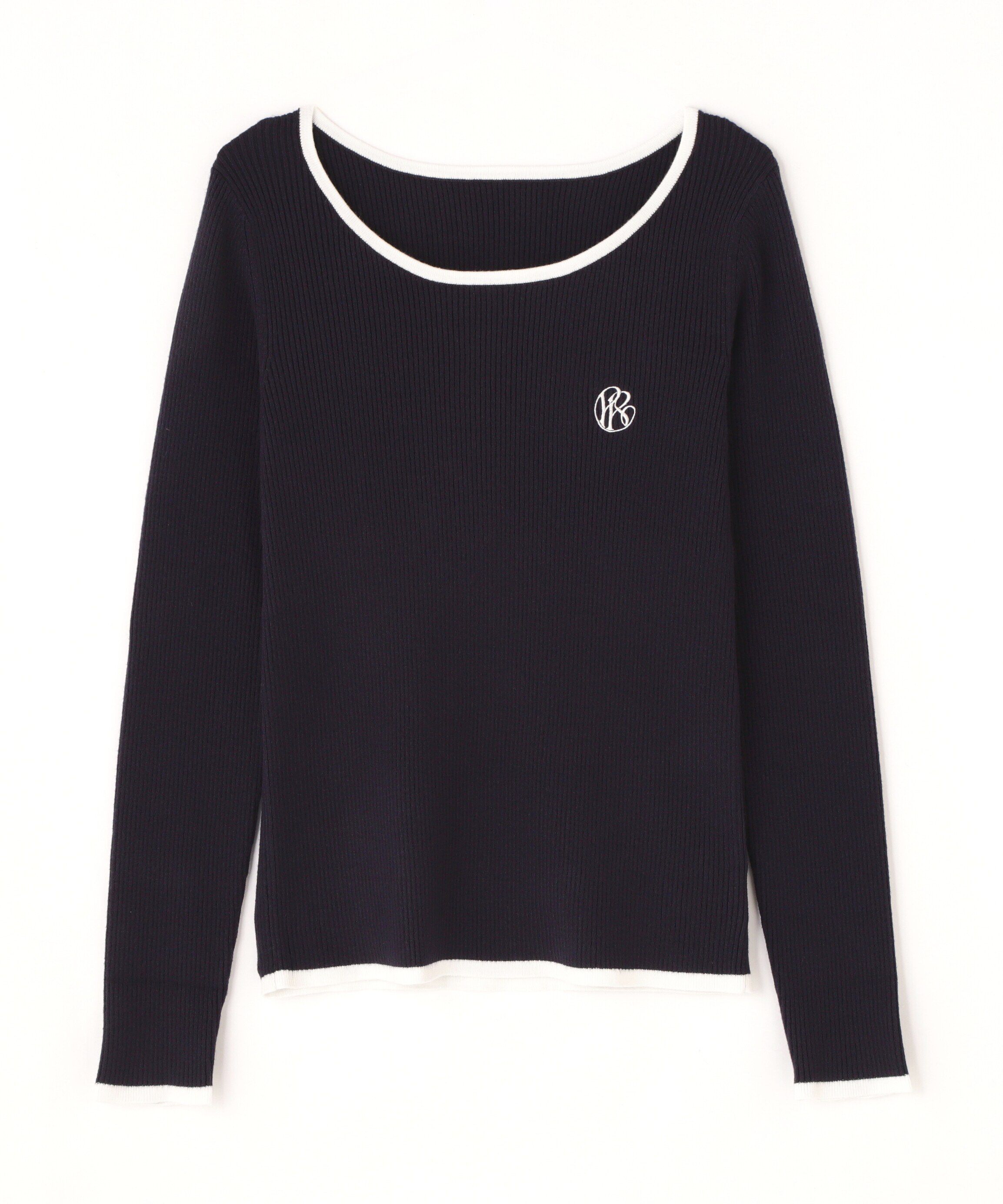  「エンブレムバイカラーリブニット」|ニット・セーター|