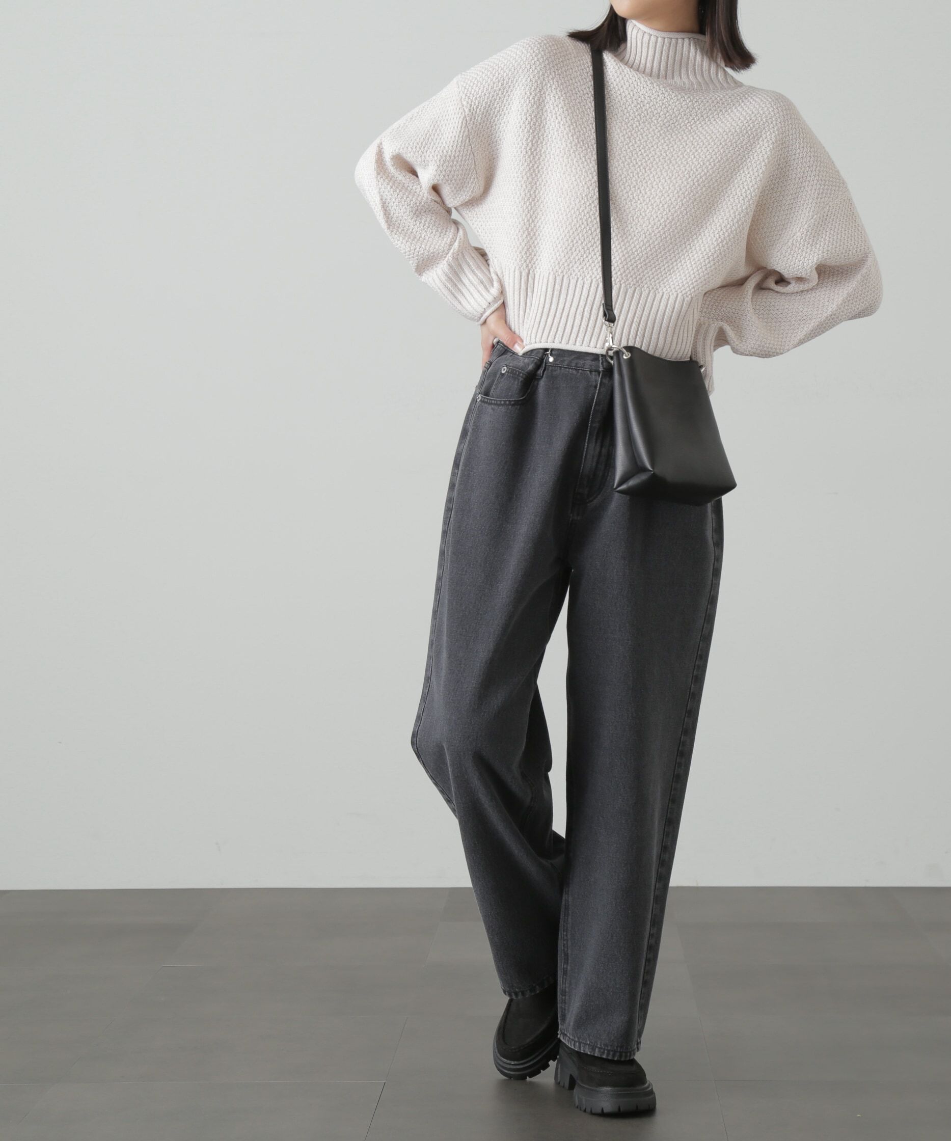  「鹿の子編みハイネックニット」|ニット・セーター|