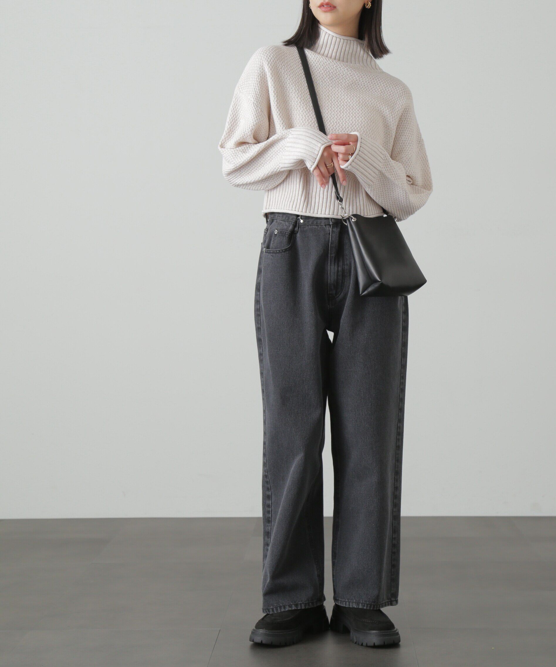  「鹿の子編みハイネックニット」|ニット・セーター|