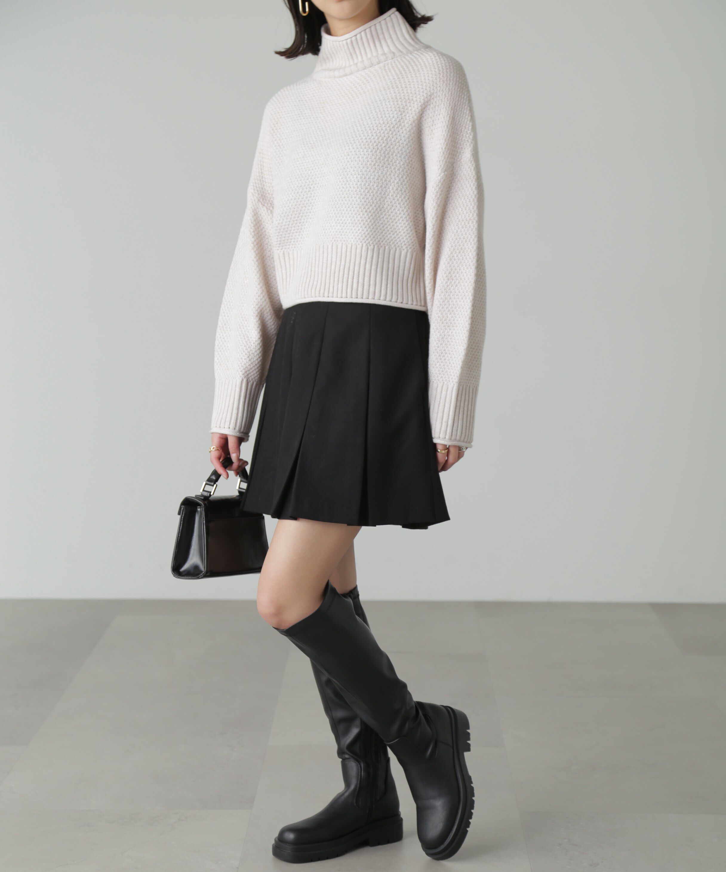  「鹿の子編みハイネックニット」|ニット・セーター|