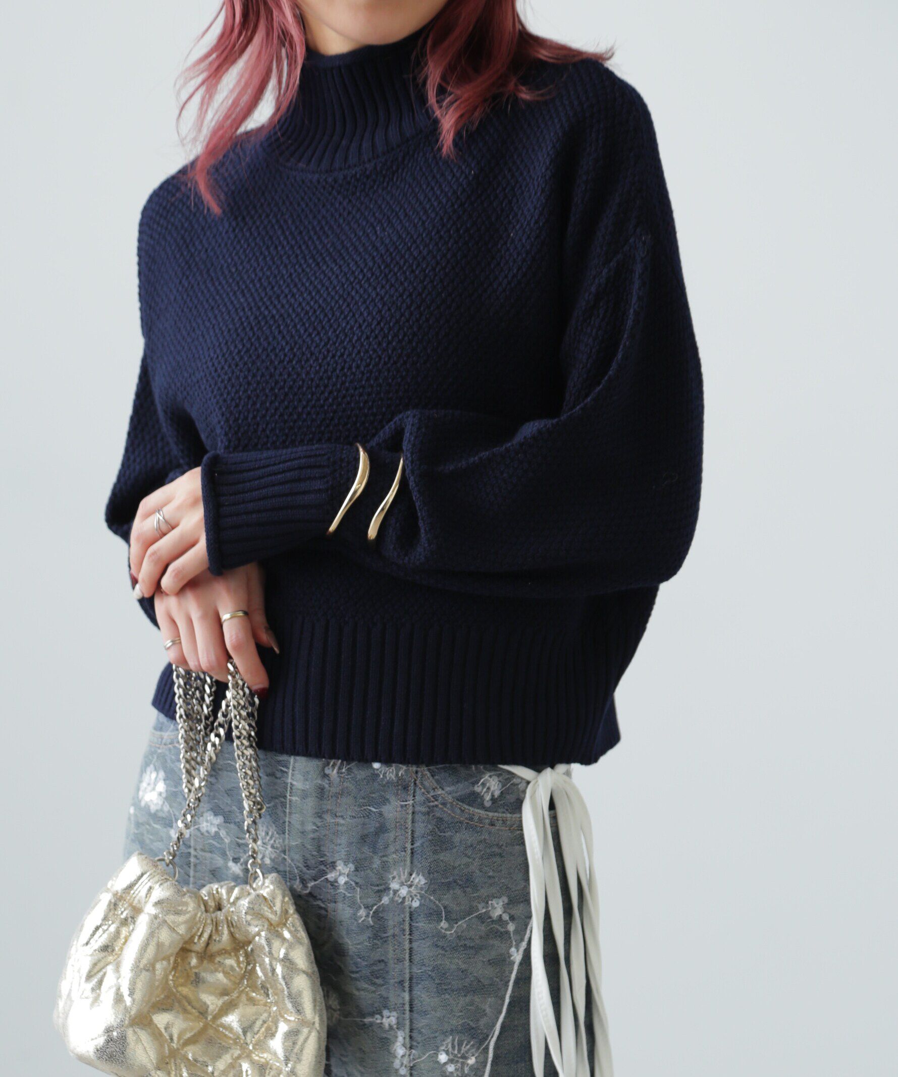  「鹿の子編みハイネックニット」|ニット・セーター|