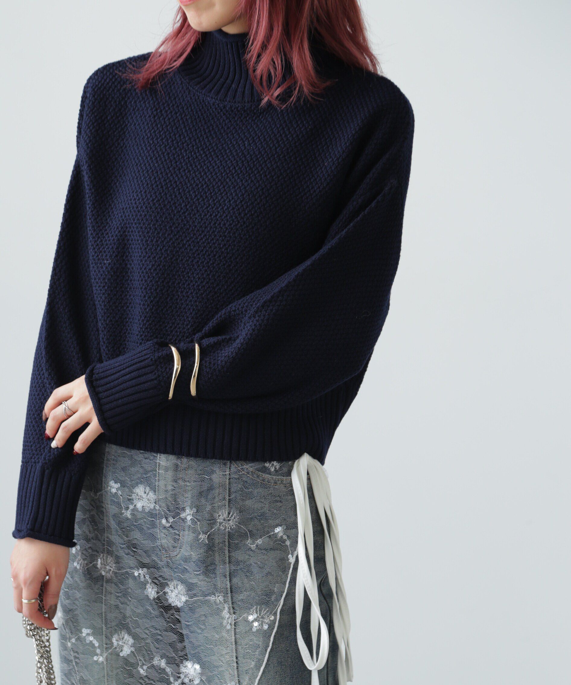  「鹿の子編みハイネックニット」|ニット・セーター|