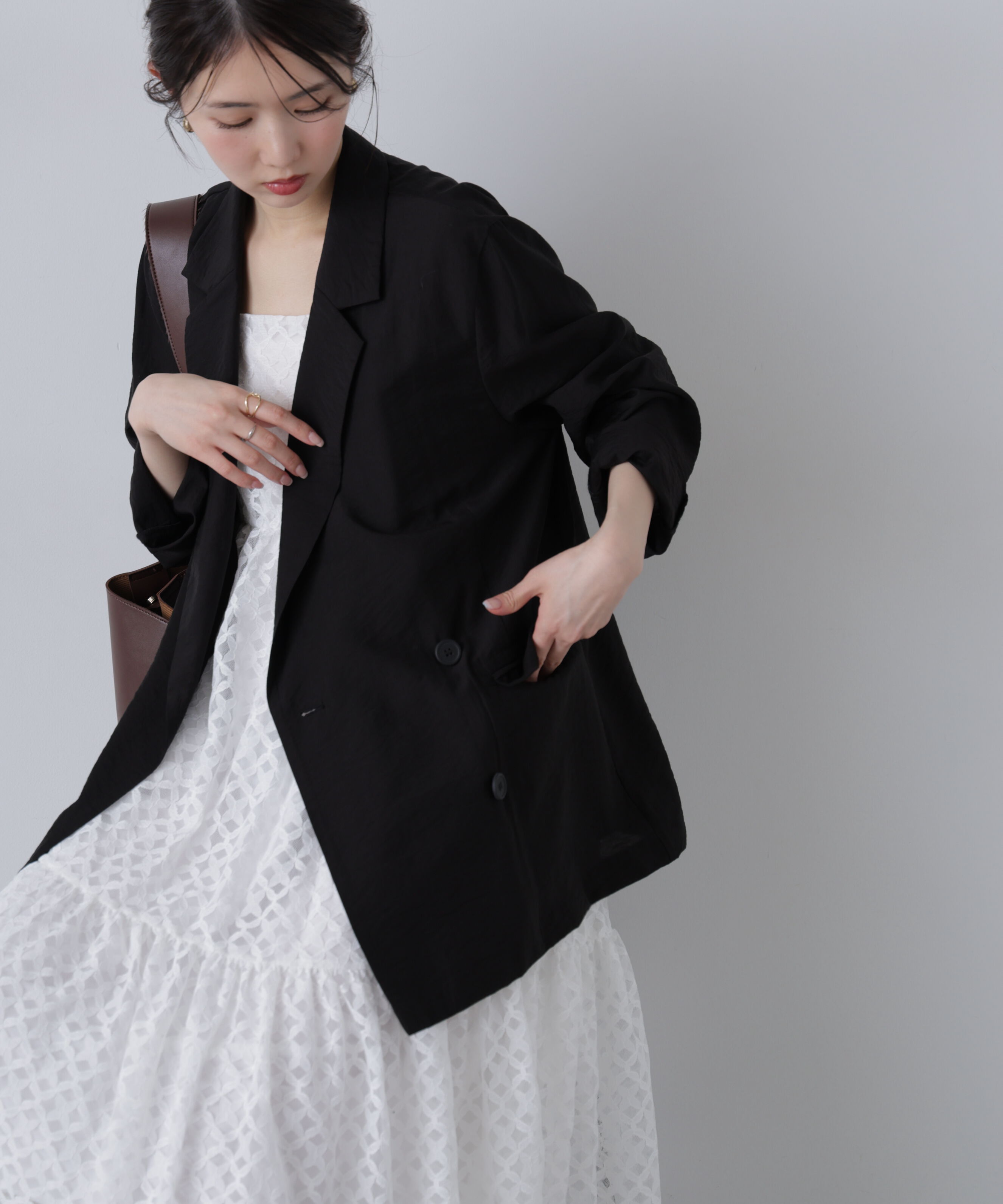  「シアーダブルテーラードジャケット」|その他|ブラック