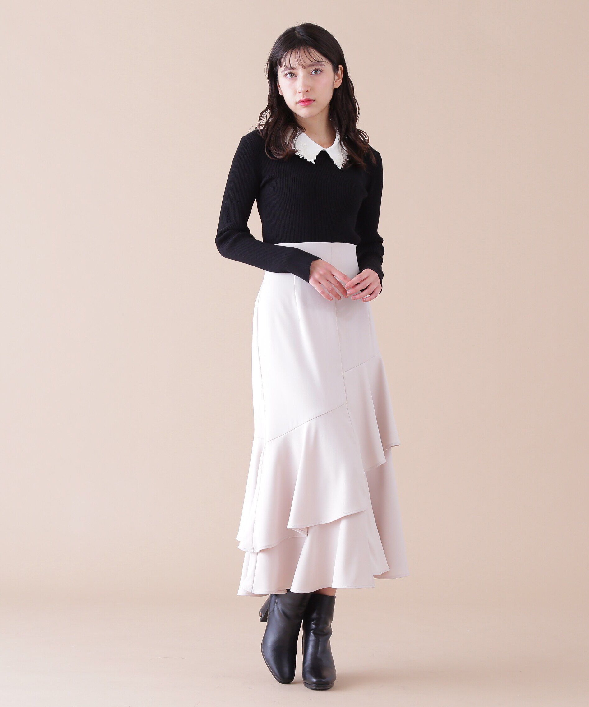  「衿付きリブニット」|ニット・セーター|