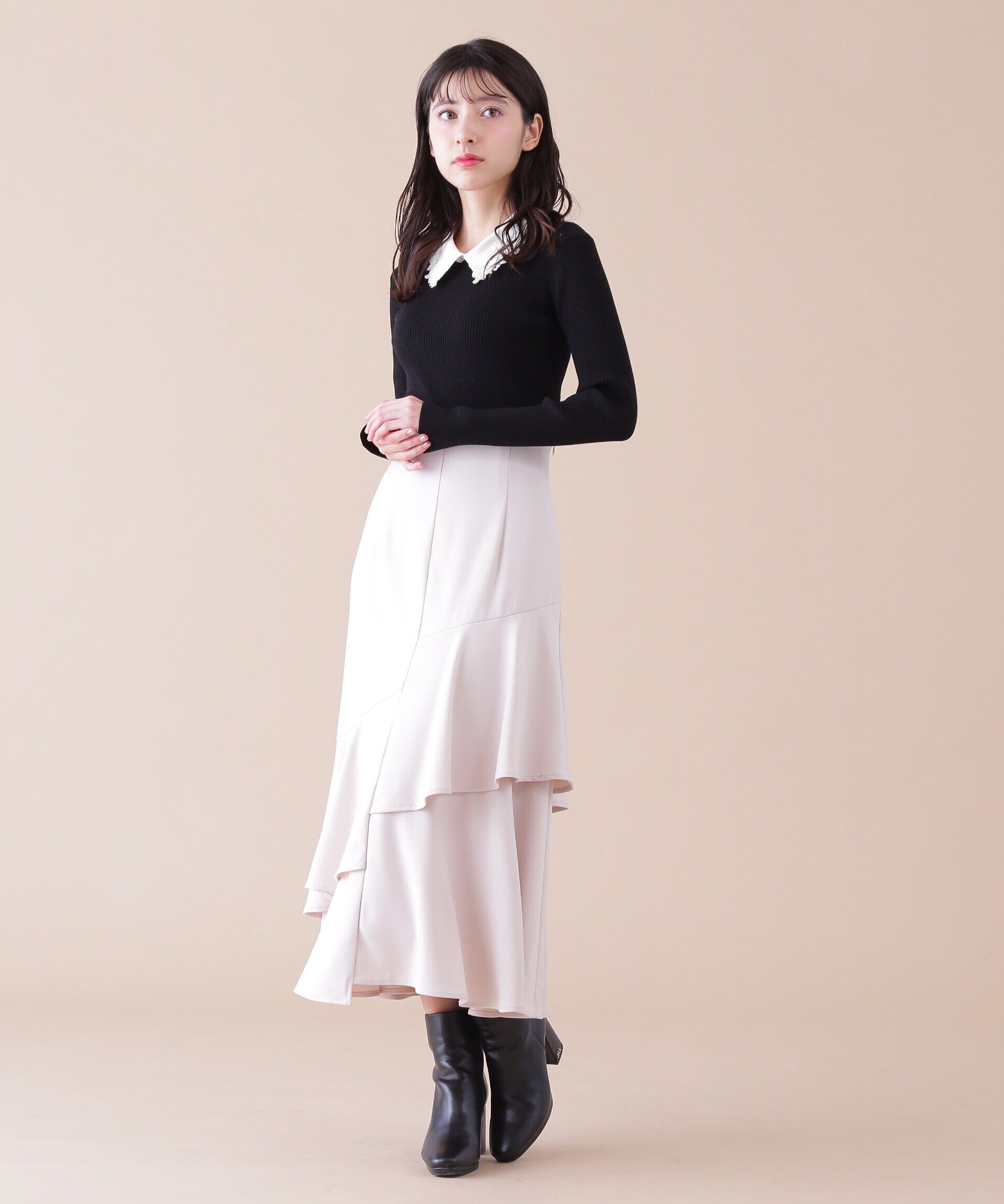  「衿付きリブニット」|ニット・セーター|