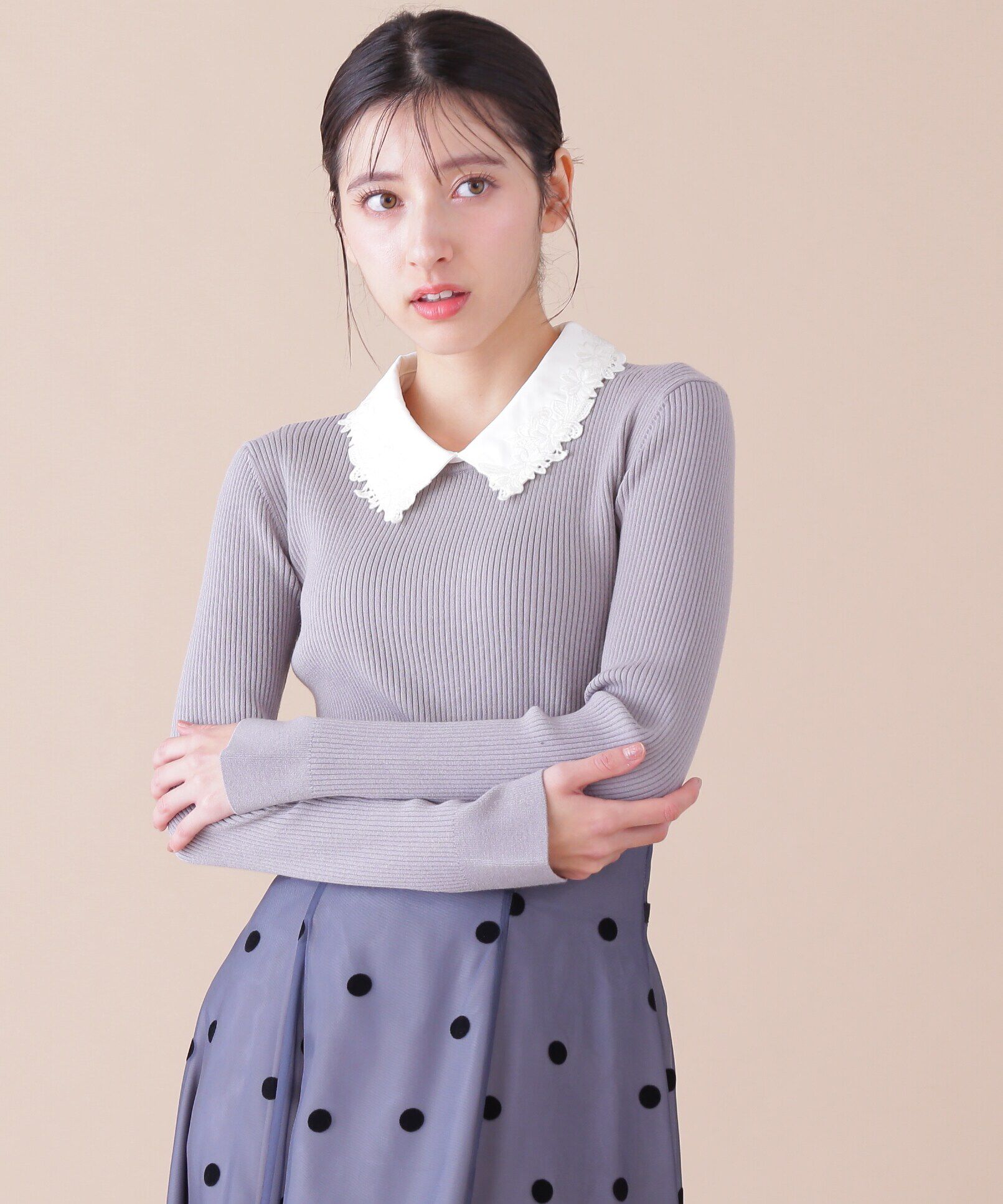  「衿付きリブニット」|ニット・セーター|