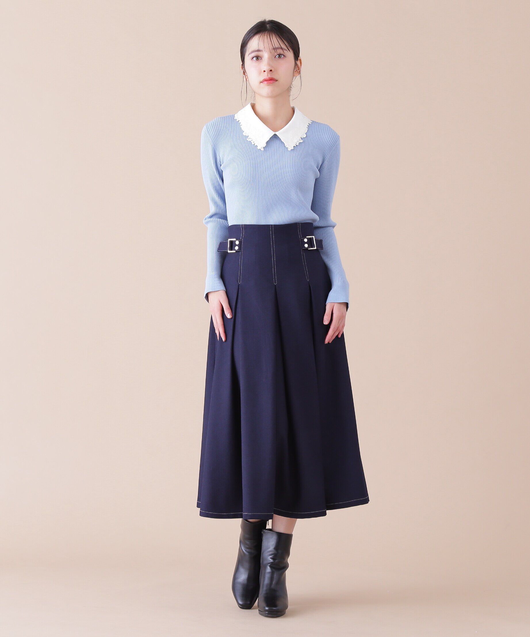  「衿付きリブニット」|ニット・セーター|