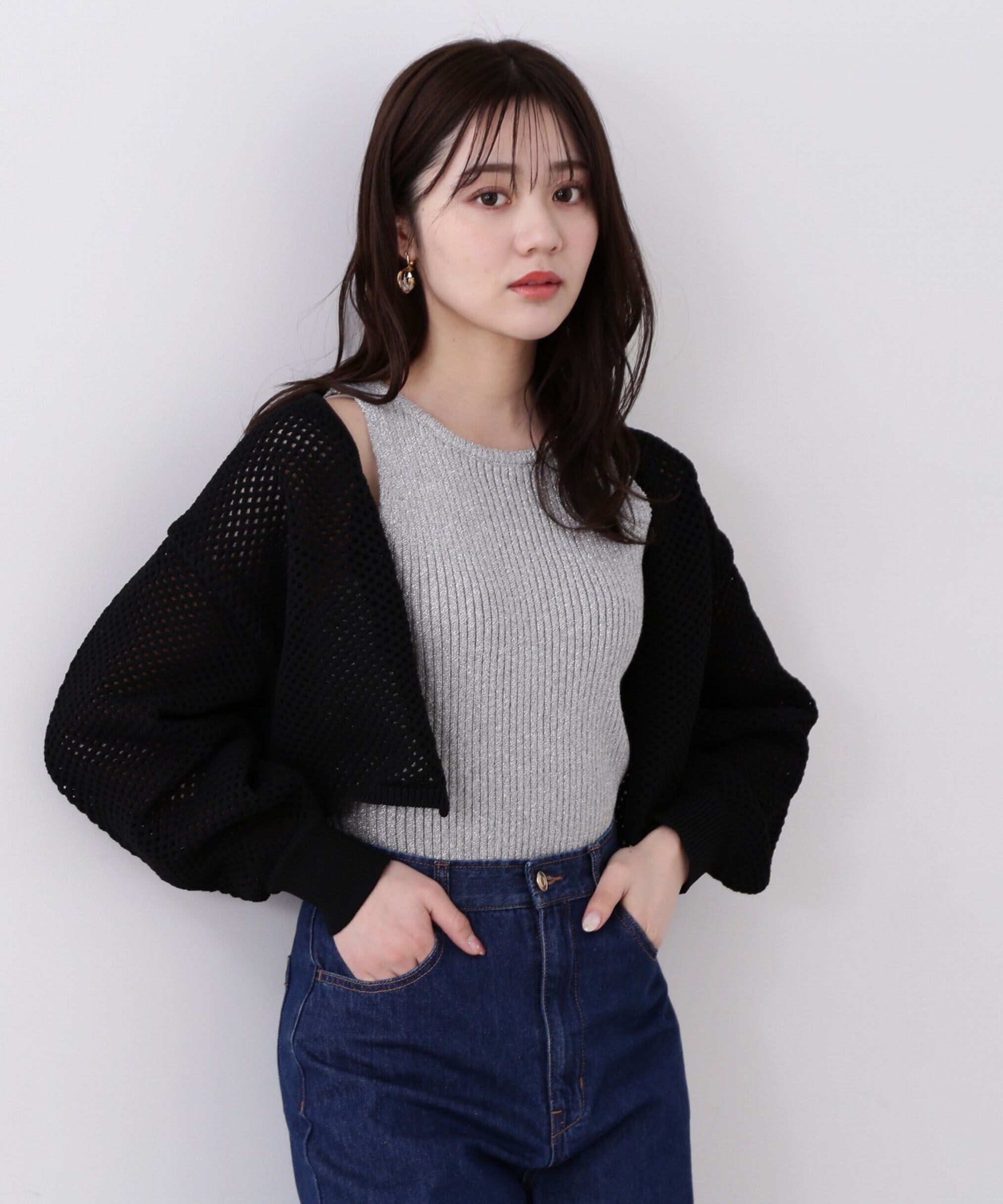 PROPORTION BODY DRESSING「メッシュボレロカーディガン」|カーディガン|ブラック