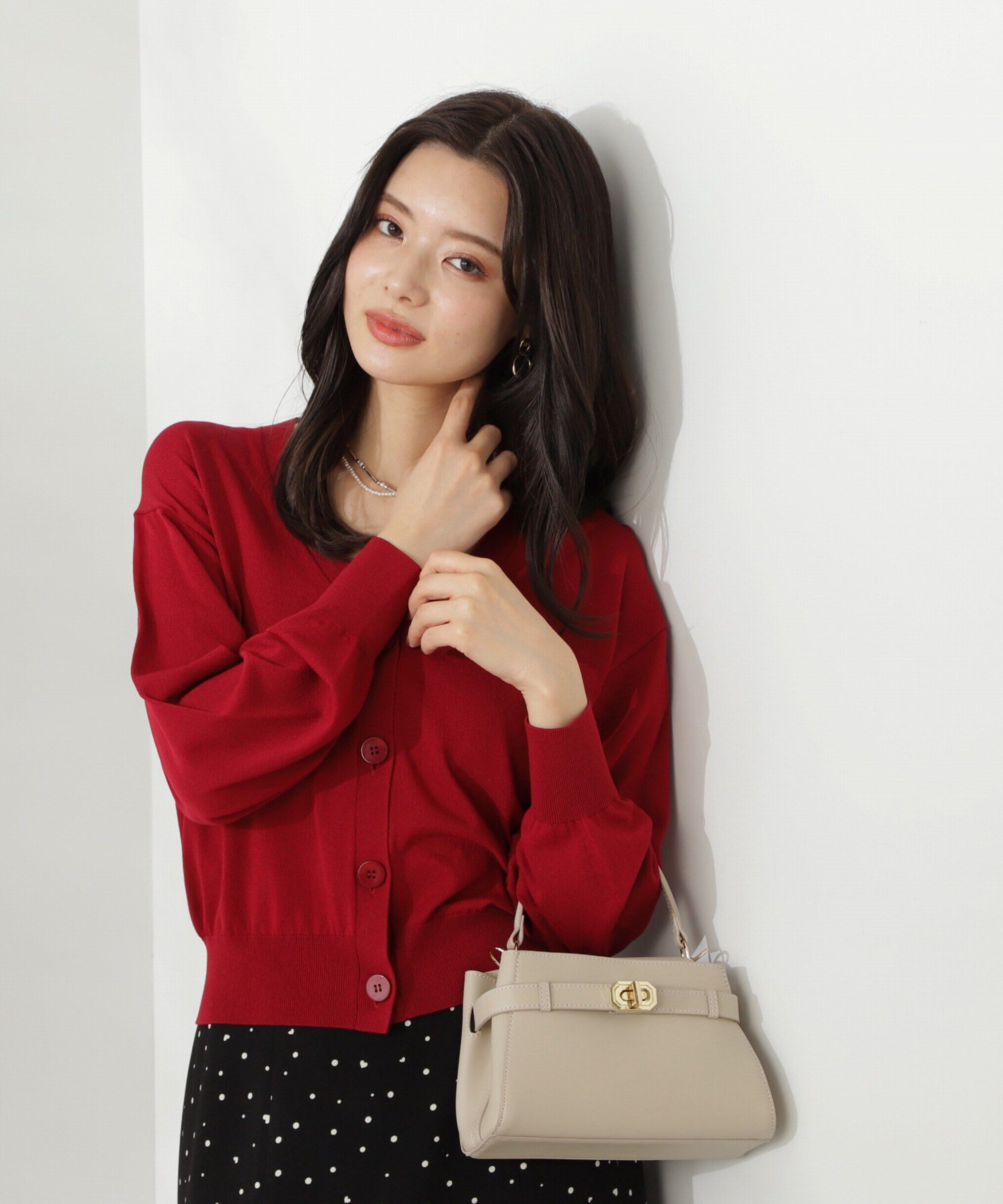 PROPORTION BODY DRESSING「ベーシックカーデ24AW」|カーディガン|レッド