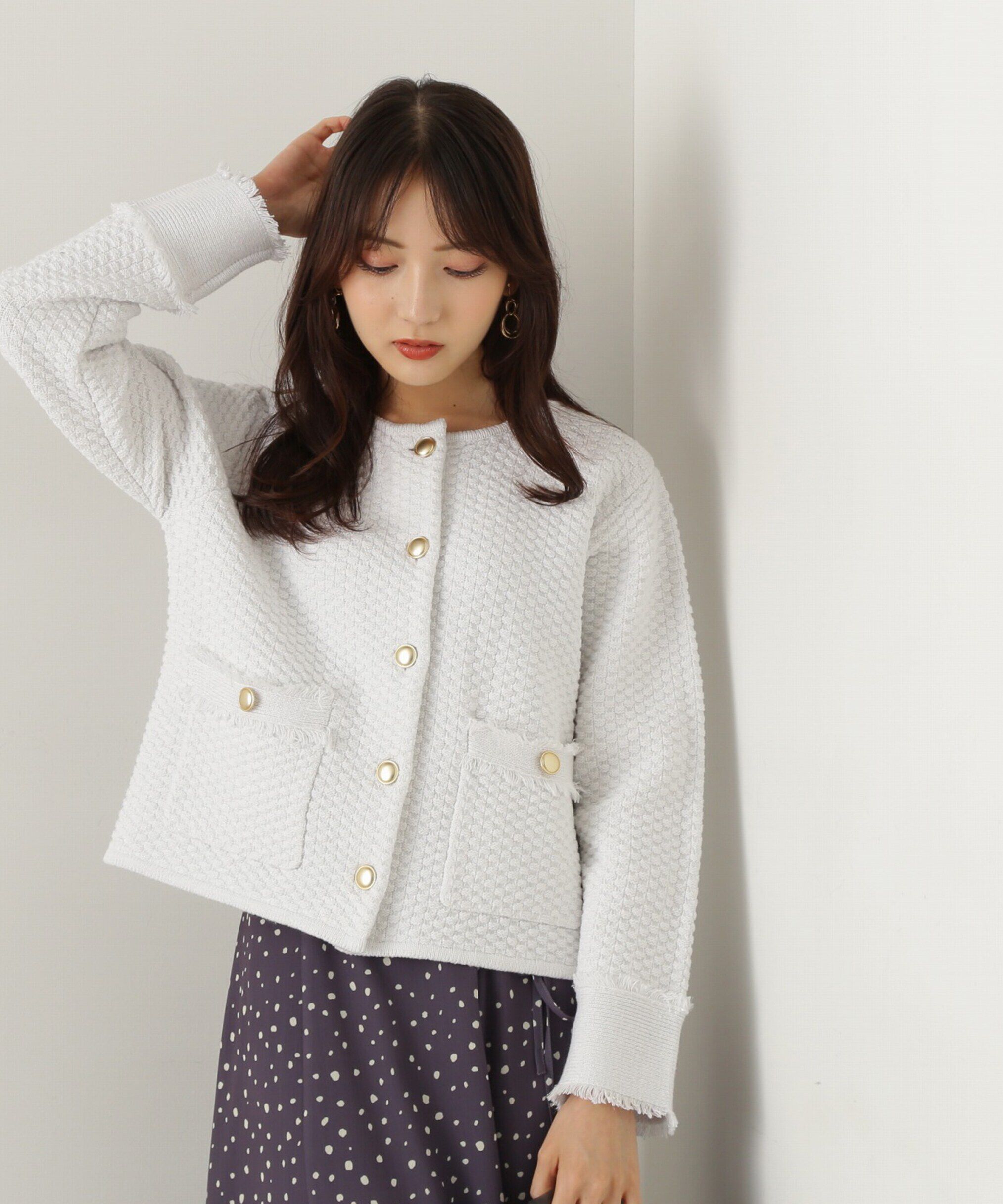 PROPORTION BODY DRESSING「ラメツイードニットカーディガン　WEB限定カラー：キャメル　24AW」|カーディガン|