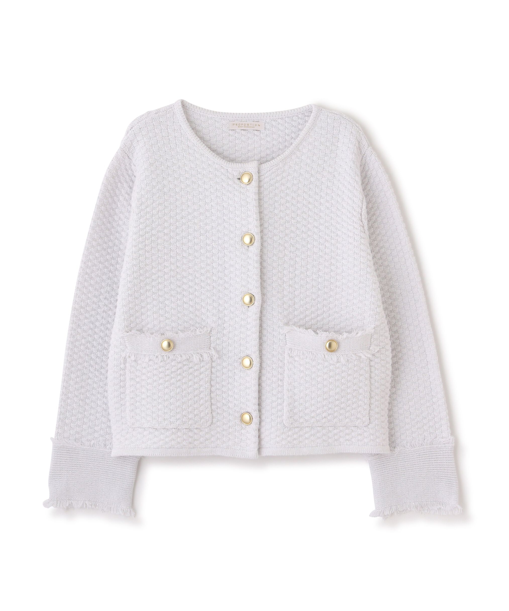 PROPORTION BODY DRESSING「ラメツイードニットカーディガン　WEB限定カラー：キャメル　24AW」|カーディガン|