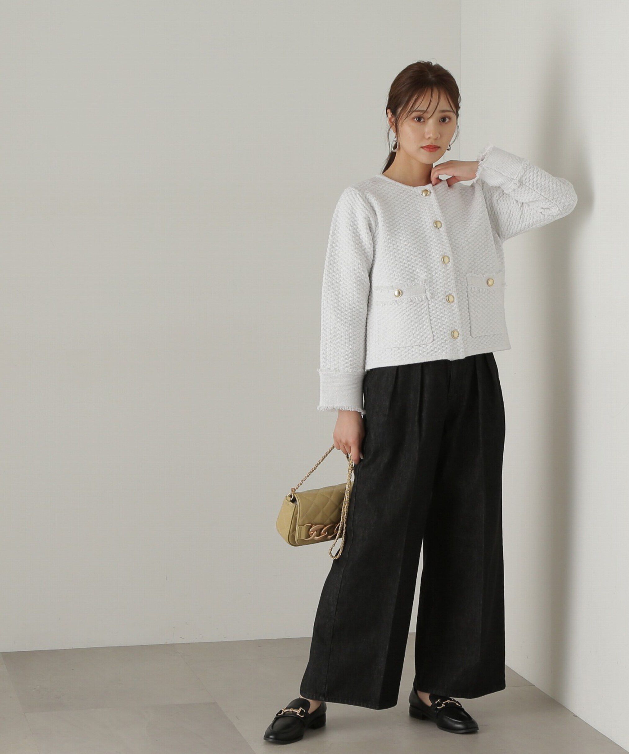 PROPORTION BODY DRESSING「ラメツイードニットカーディガン　WEB限定カラー：キャメル　24AW」|カーディガン|