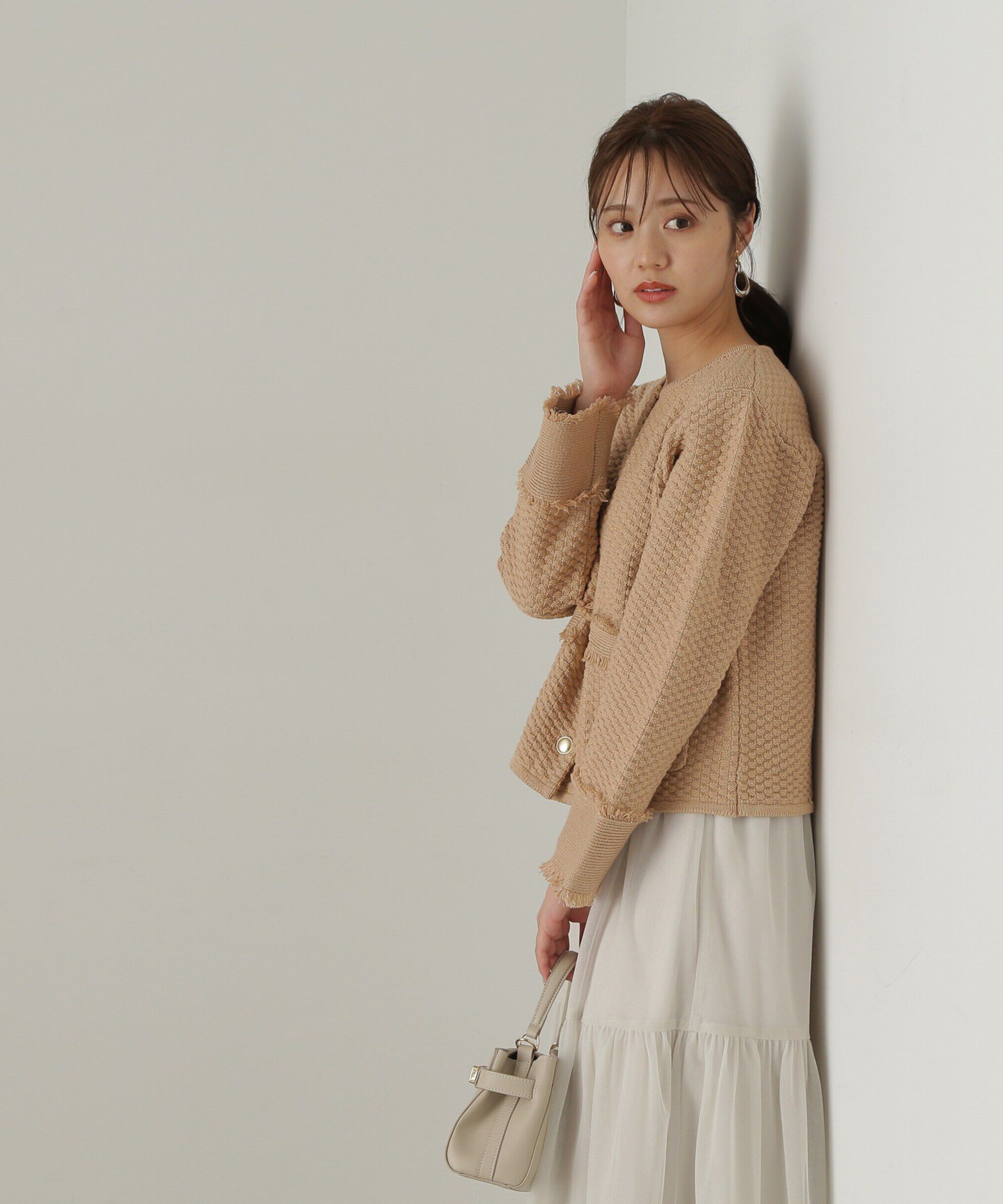PROPORTION BODY DRESSING「ラメツイードニットカーディガン　WEB限定カラー：キャメル　24AW」|カーディガン|