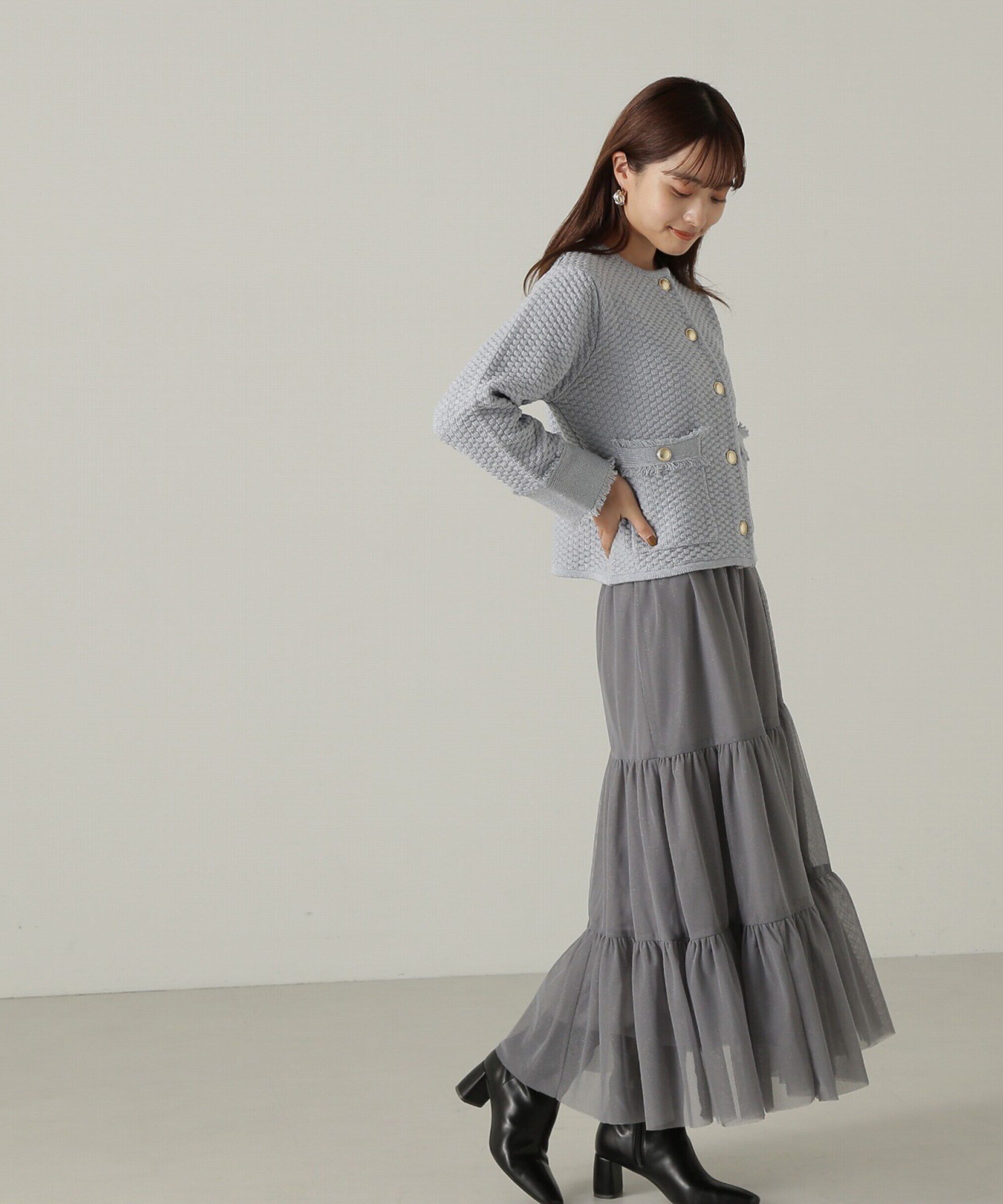 PROPORTION BODY DRESSING「ラメツイードニットカーディガン　WEB限定カラー：キャメル　24AW」|カーディガン|