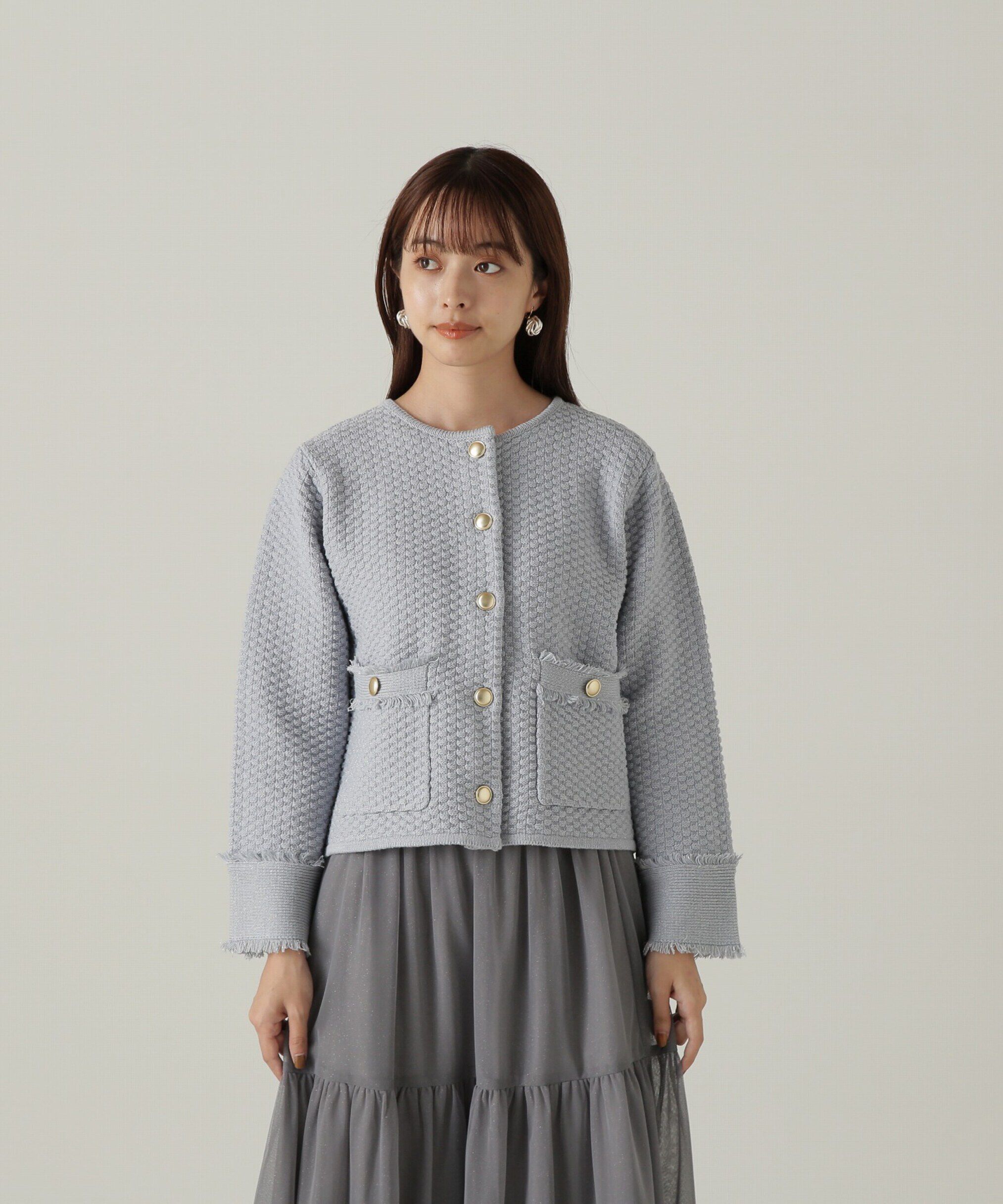 PROPORTION BODY DRESSING「ラメツイードニットカーディガン　WEB限定カラー：キャメル　24AW」|カーディガン|