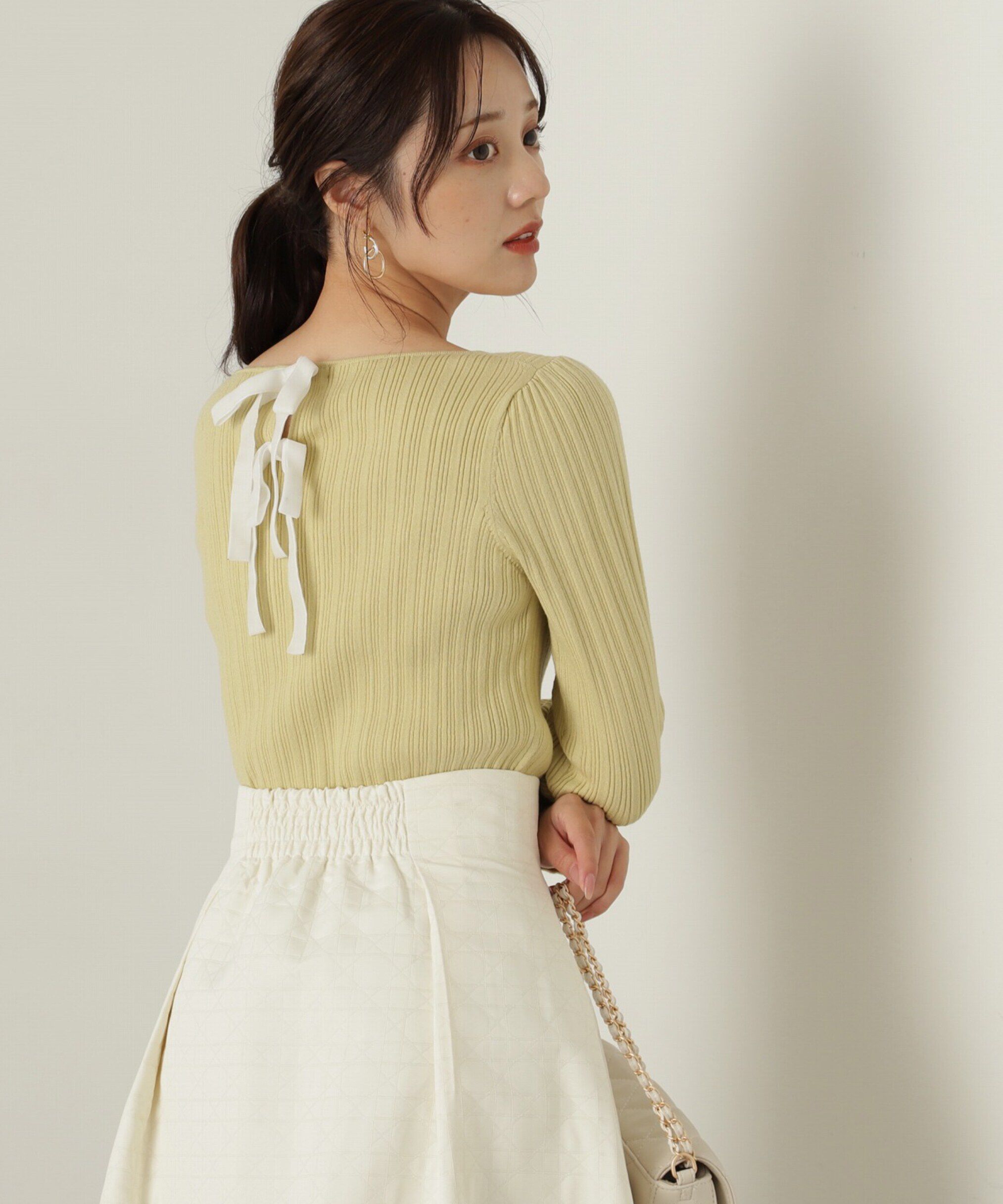 PROPORTION BODY DRESSING「バックリボンリブニット」|ニット・セーター|イエロー