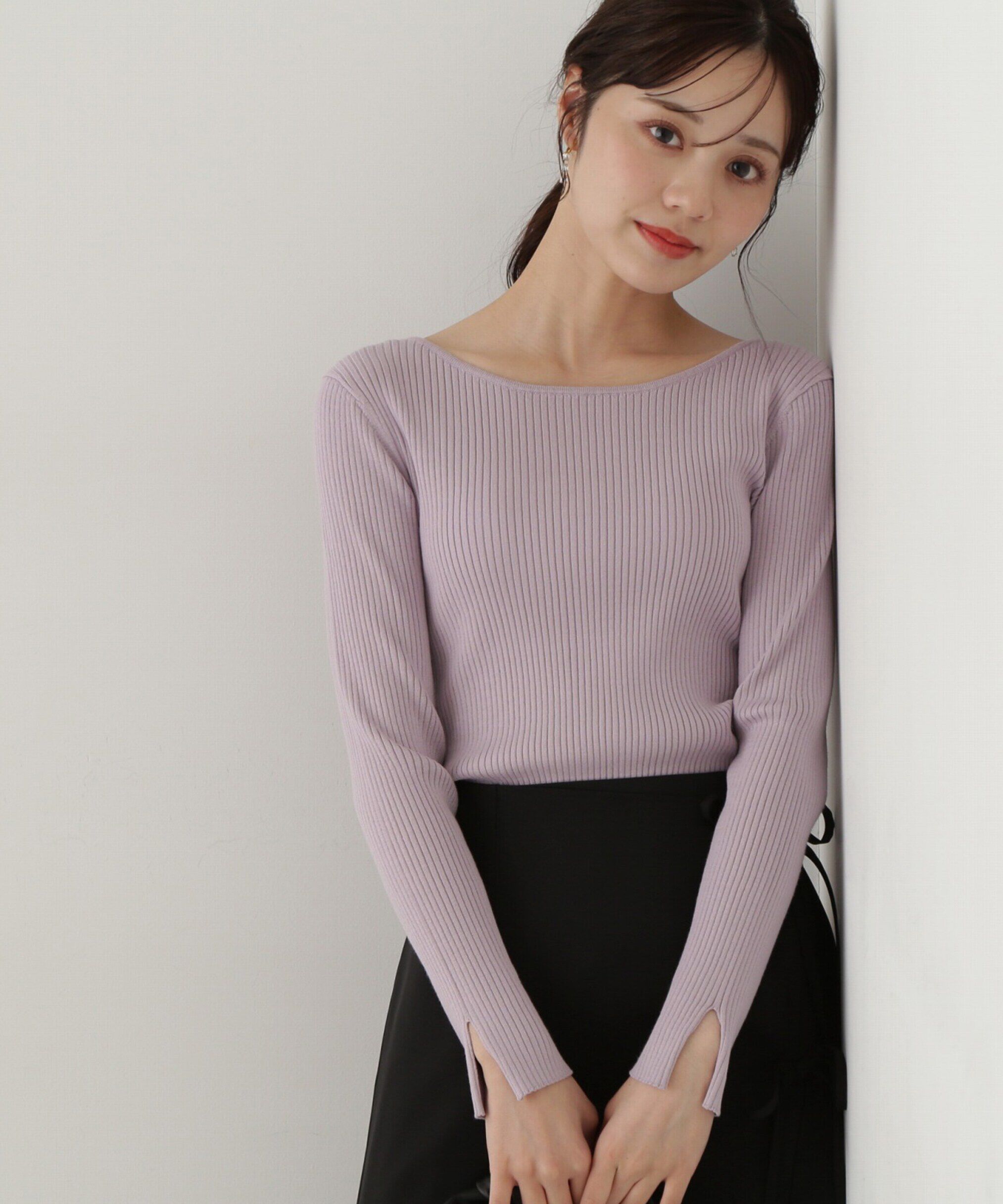 PROPORTION BODY DRESSING「ボートネックリブニット」|ニット・セーター|ラベンダー