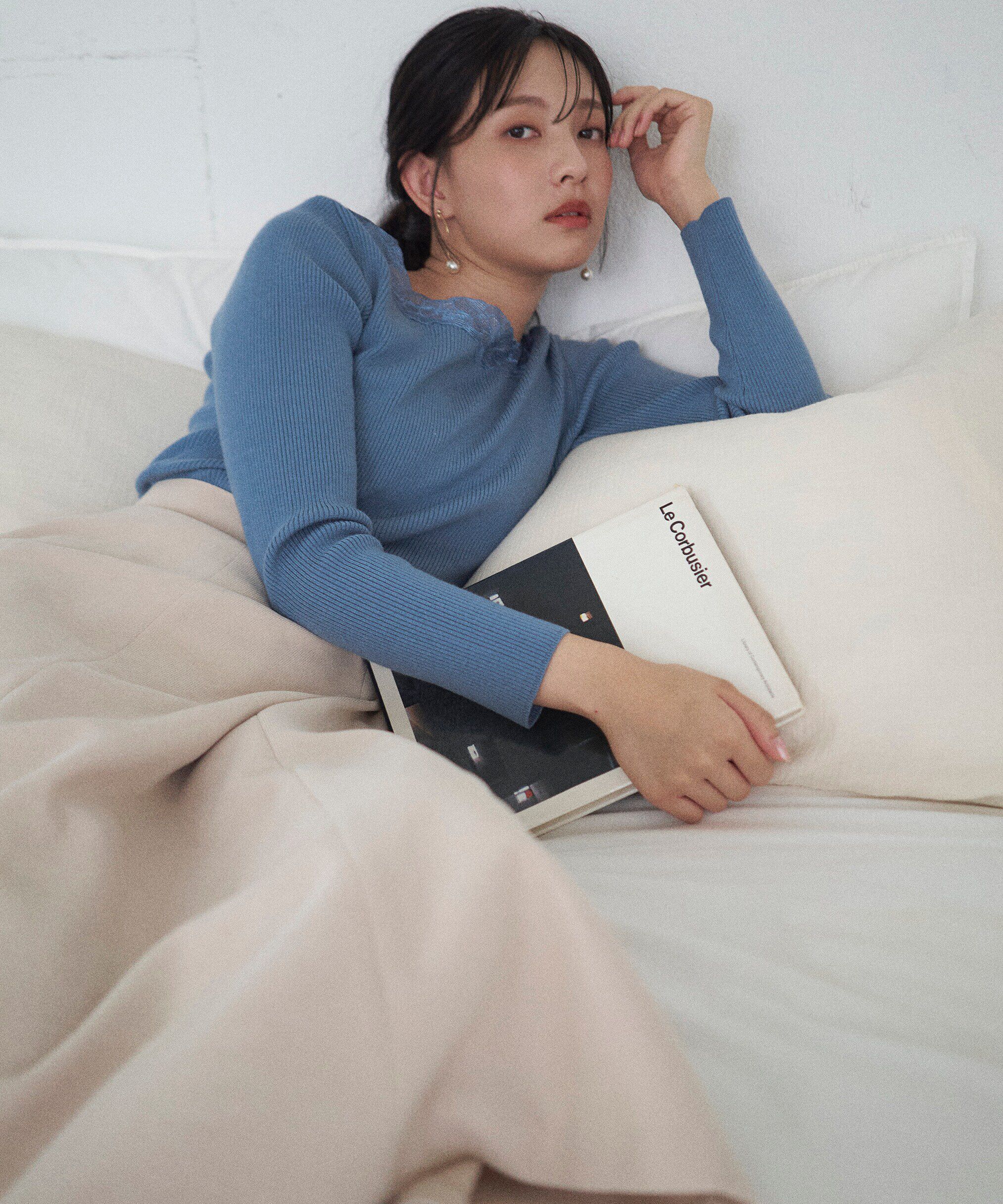 PROPORTION BODY DRESSING「エンブロイダリーリブニット WEB限定」|ニット・セーター|ブルー