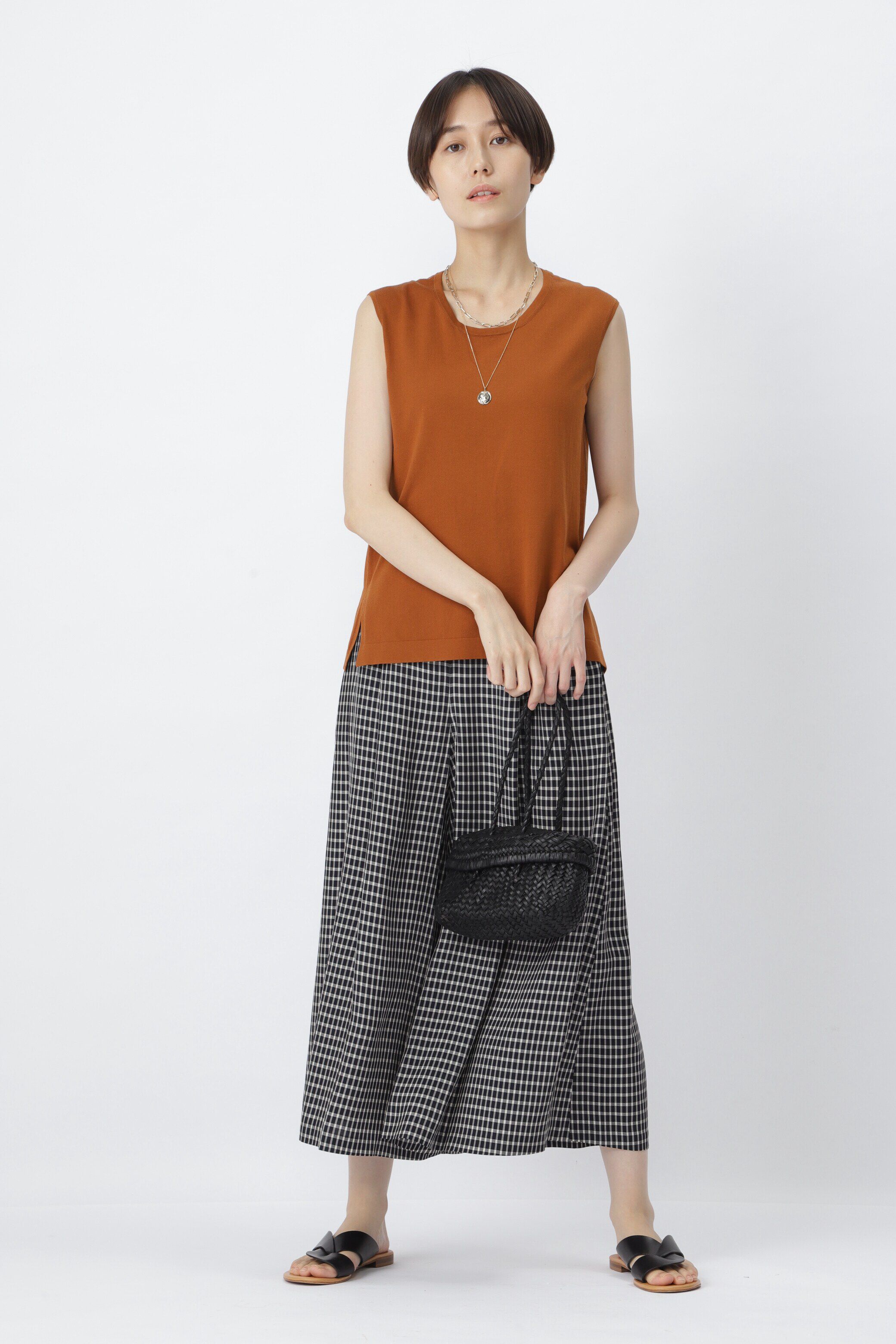  「コットンナイロンハイゲージ　ノースリーブニット」|ニット・セーター|