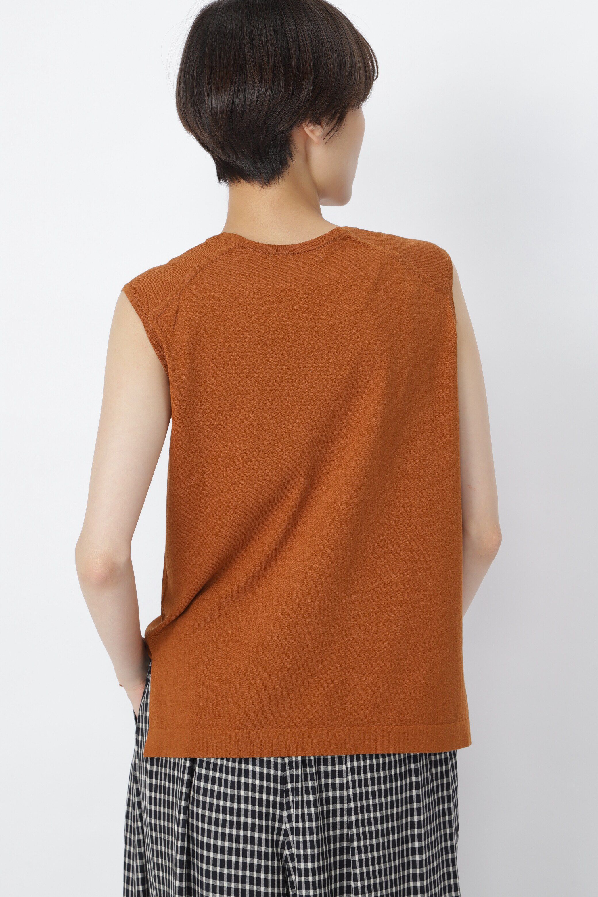  「コットンナイロンハイゲージ　ノースリーブニット」|ニット・セーター|