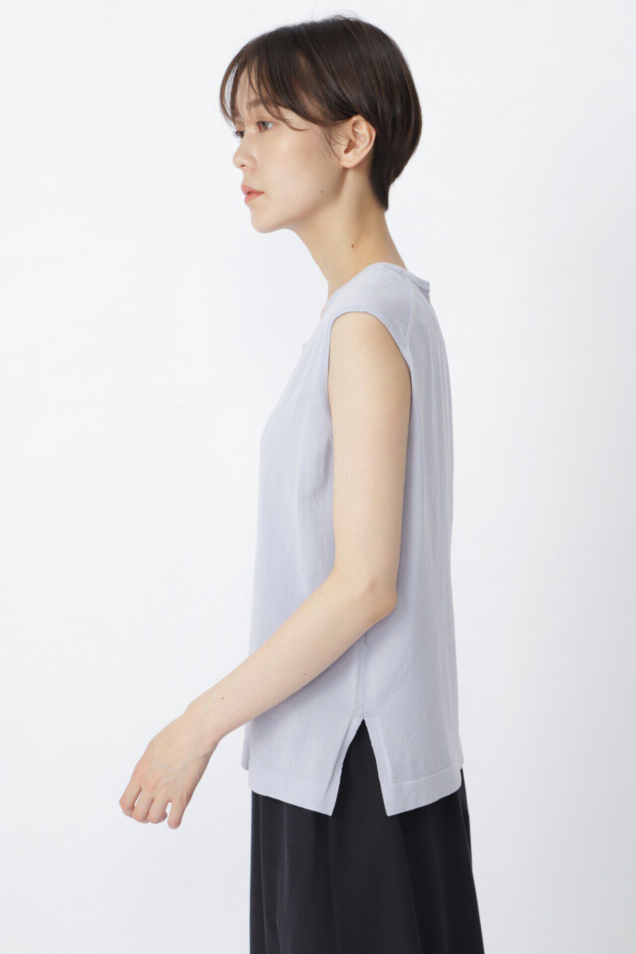  「コットンナイロンハイゲージ　ノースリーブニット」|ニット・セーター|