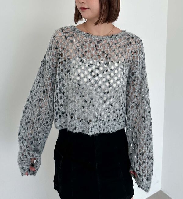 archives「カラーネップメッシュニット」|カーディガン|CHARCOAL GRAY