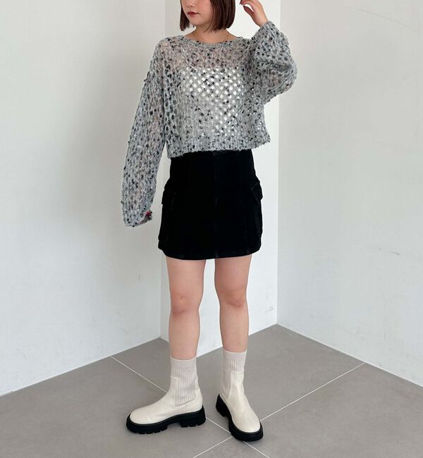 archives「カラーネップメッシュニット」|カーディガン|