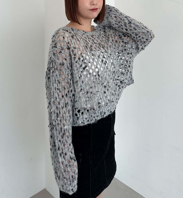 archives「カラーネップメッシュニット」|カーディガン|