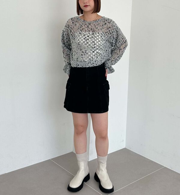 archives「カラーネップメッシュニット」|カーディガン|