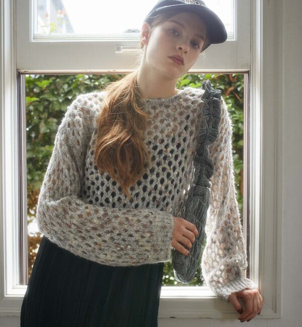 archives「カラーネップメッシュニット」|カーディガン|