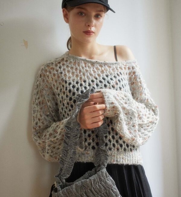 archives「カラーネップメッシュニット」|カーディガン|