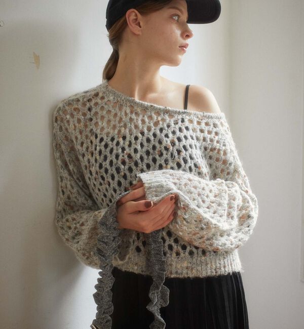 archives「カラーネップメッシュニット」|カーディガン|