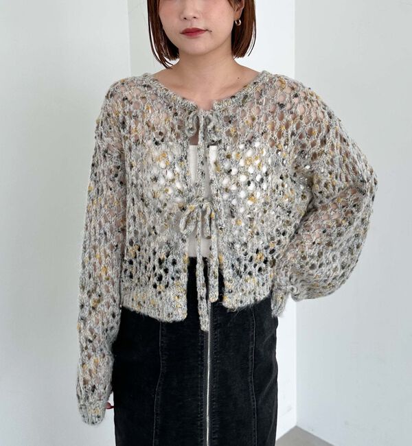 archives「カラーネップメッシュニット」|カーディガン|YELLOW