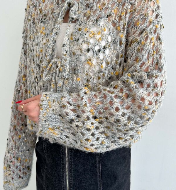 archives「カラーネップメッシュニット」|カーディガン|