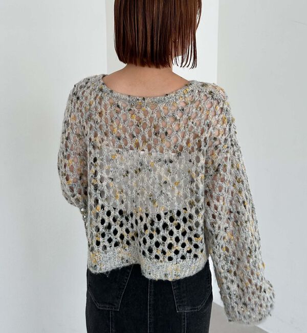 archives「カラーネップメッシュニット」|カーディガン|