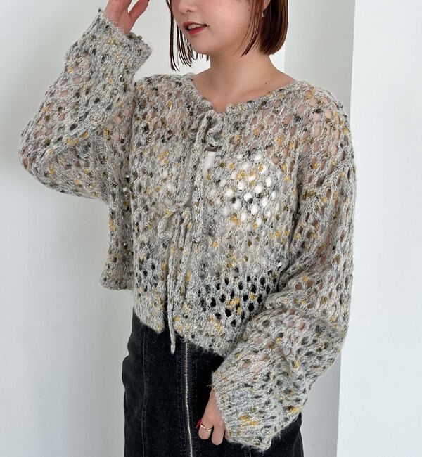 archives「カラーネップメッシュニット」|カーディガン|