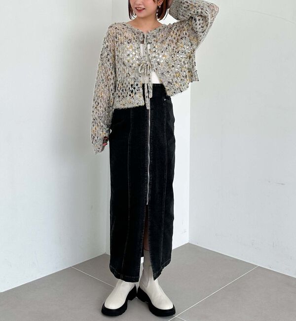 archives「カラーネップメッシュニット」|カーディガン|