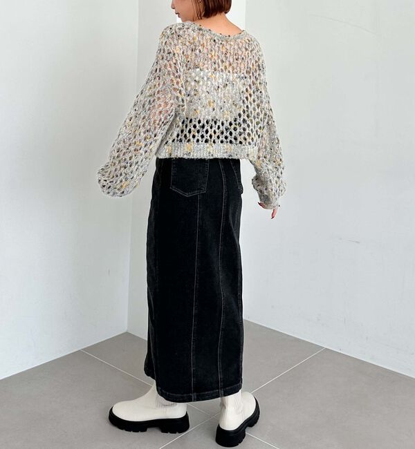 archives「カラーネップメッシュニット」|カーディガン|