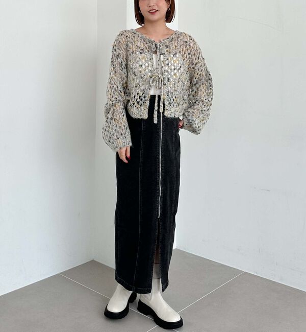 archives「カラーネップメッシュニット」|カーディガン|