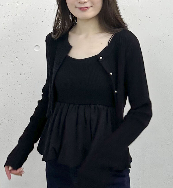 archives「バルーンペプラムニットアンサンブル」|カーディガン|BLACK