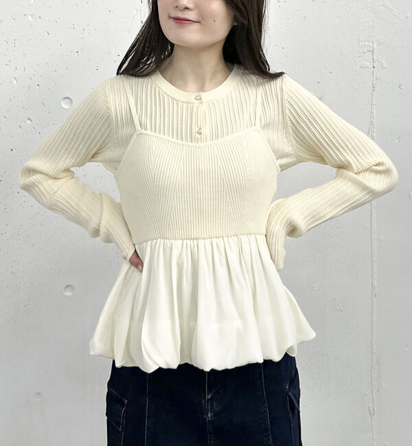 archives「バルーンペプラムニットアンサンブル」|カーディガン|IVORY