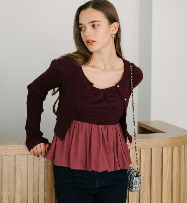 archives「バルーンペプラムニットアンサンブル」|カーディガン|PURPLE