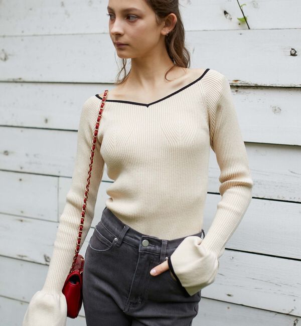 archives「配色ハートネックリブニット」|ニット・セーター|