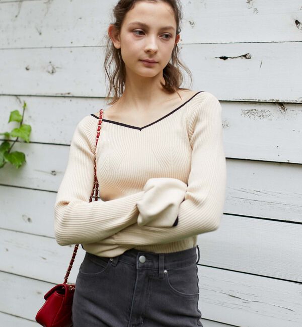 archives「配色ハートネックリブニット」|ニット・セーター|