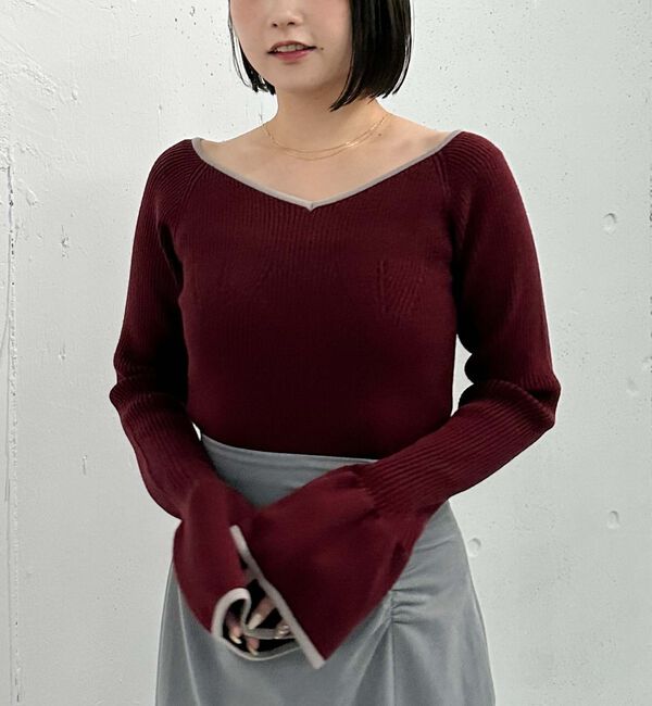 archives「配色ハートネックリブニット」|ニット・セーター|WINE