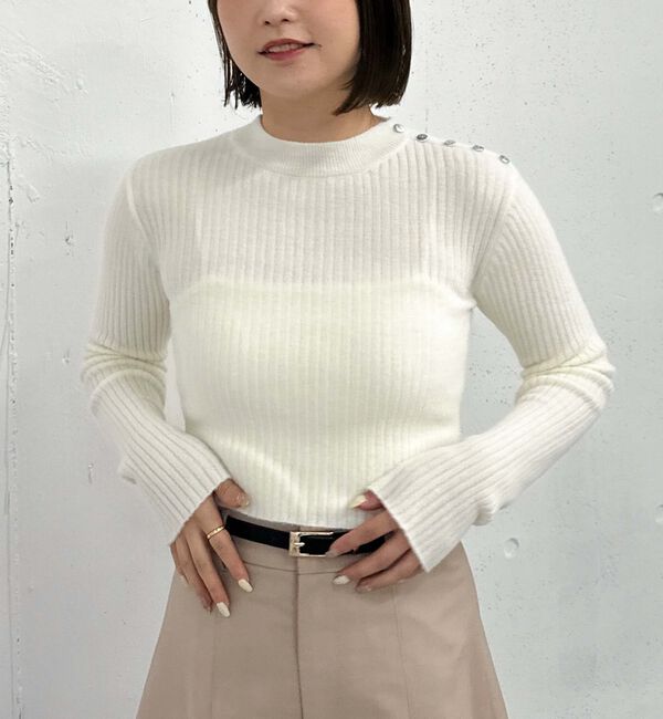 archives「肩ボタンモールリブニット」|ニット・セーター|OFF WHITE