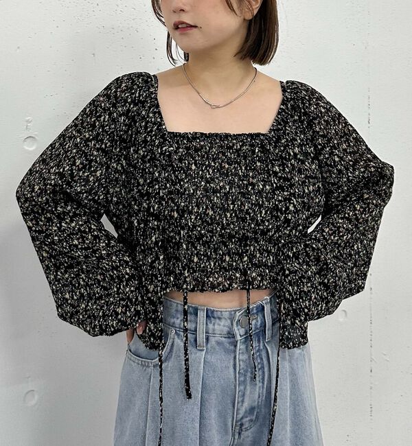 archives「花柄アソート楊柳ブラウスアンサンブル」|カーディガン|BLACK